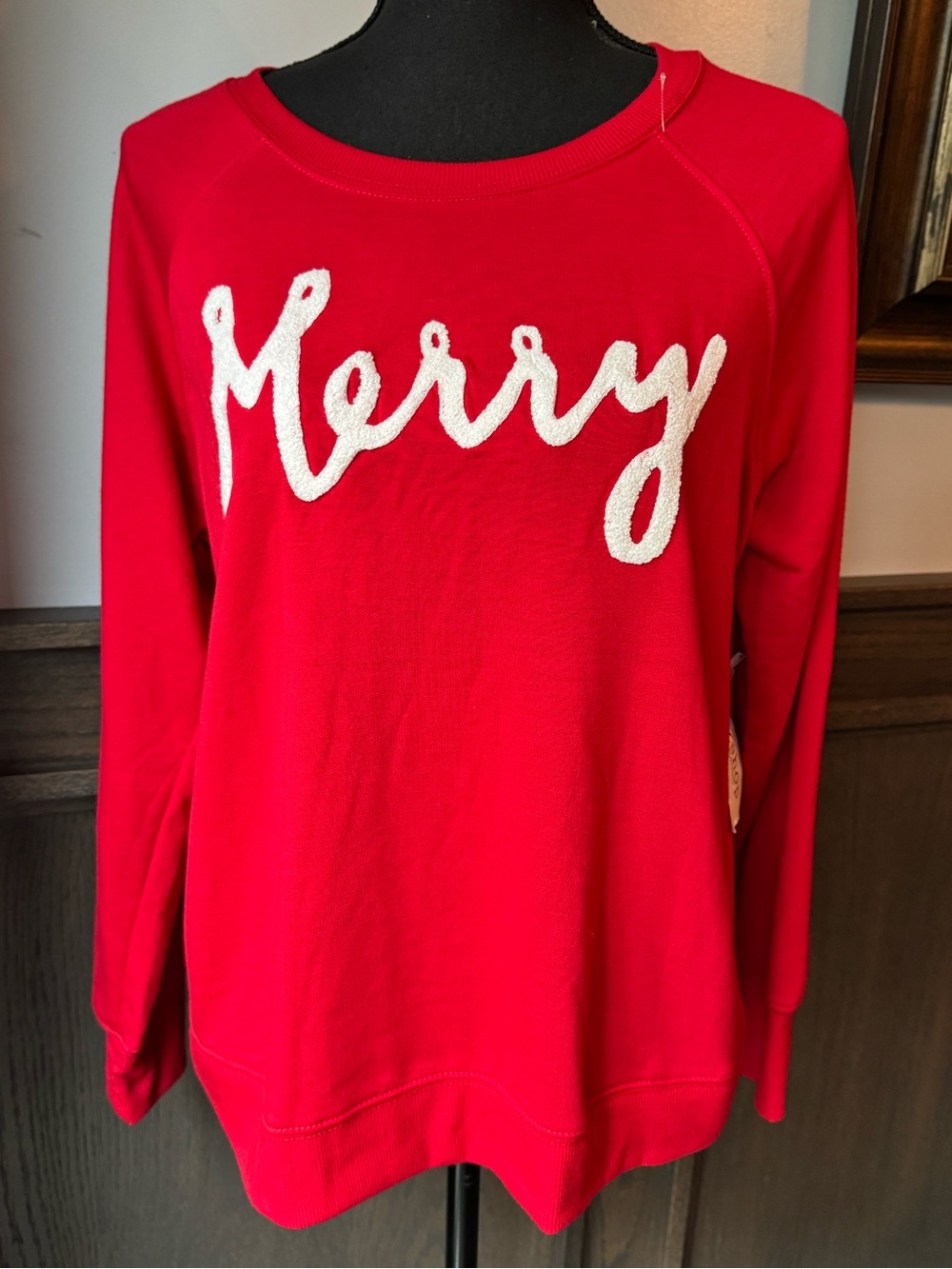Workshop Republic Clothing Red “Merry” Crewneck Sweatshirt Medium NWT